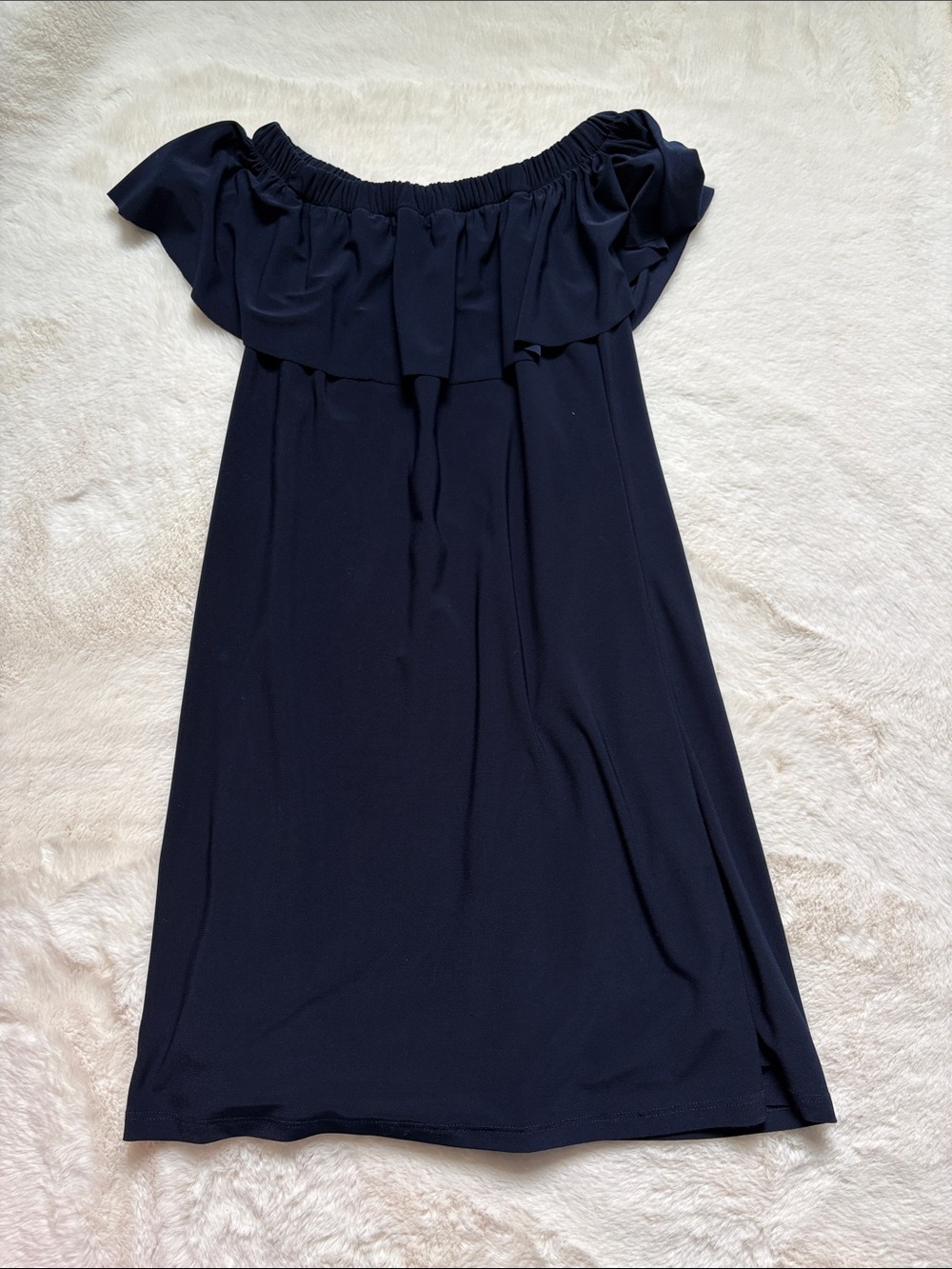 Un Deux Trois Navy Off-Shoulder Ruffle Sundress
